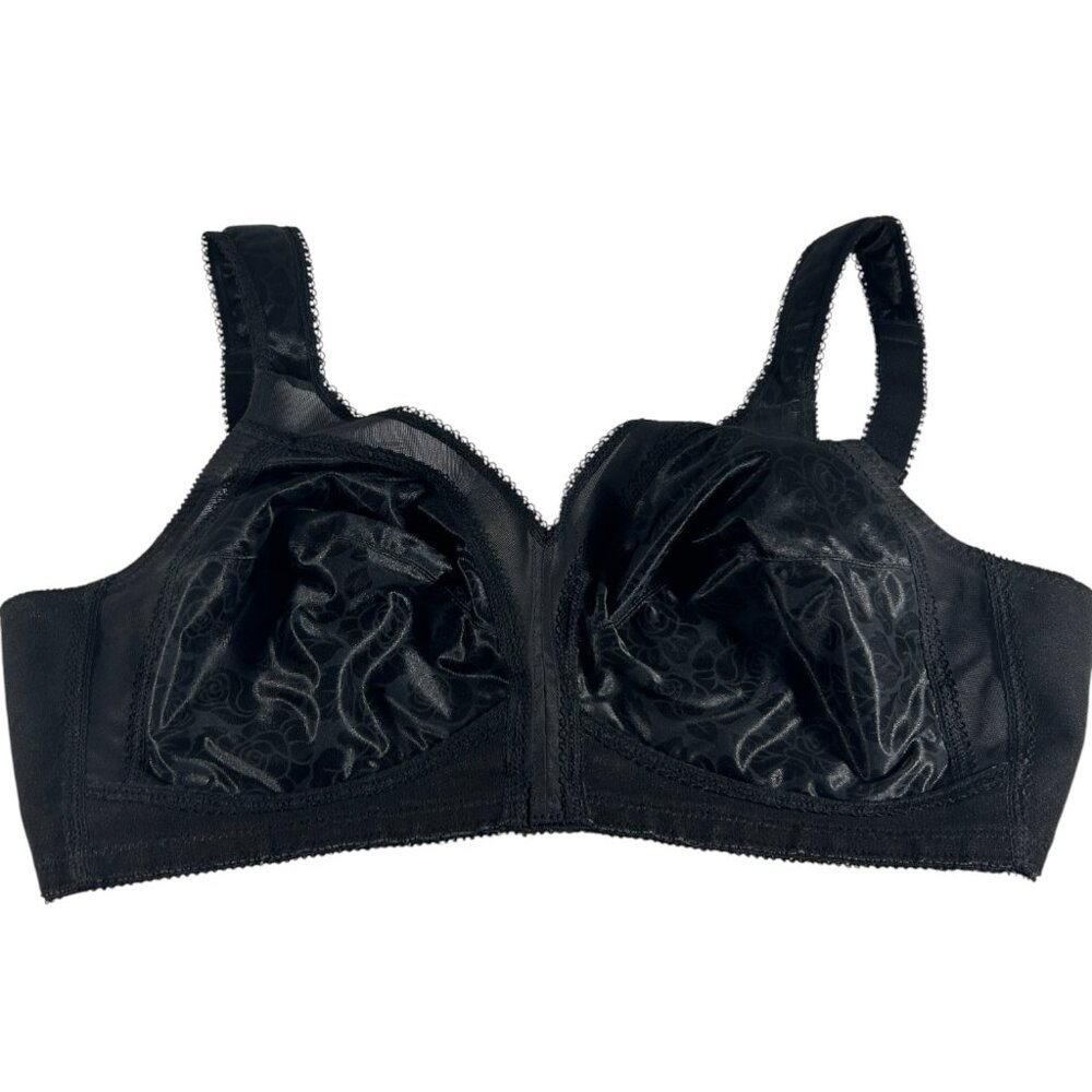 Playtex 18 Hour Bra 4693 Size 42C Black Wire Free Lace Wide Shoulder Strap